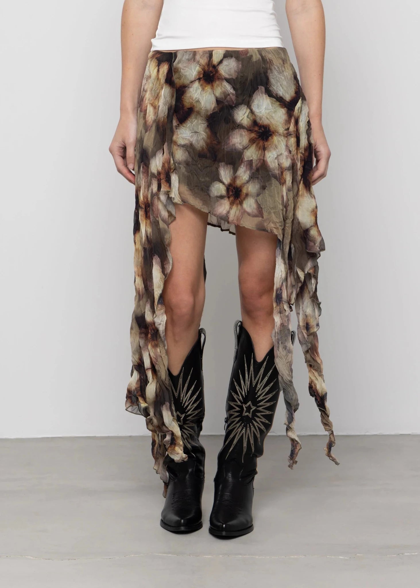 Printed Asymmetric Skirt - Detour Boutiques