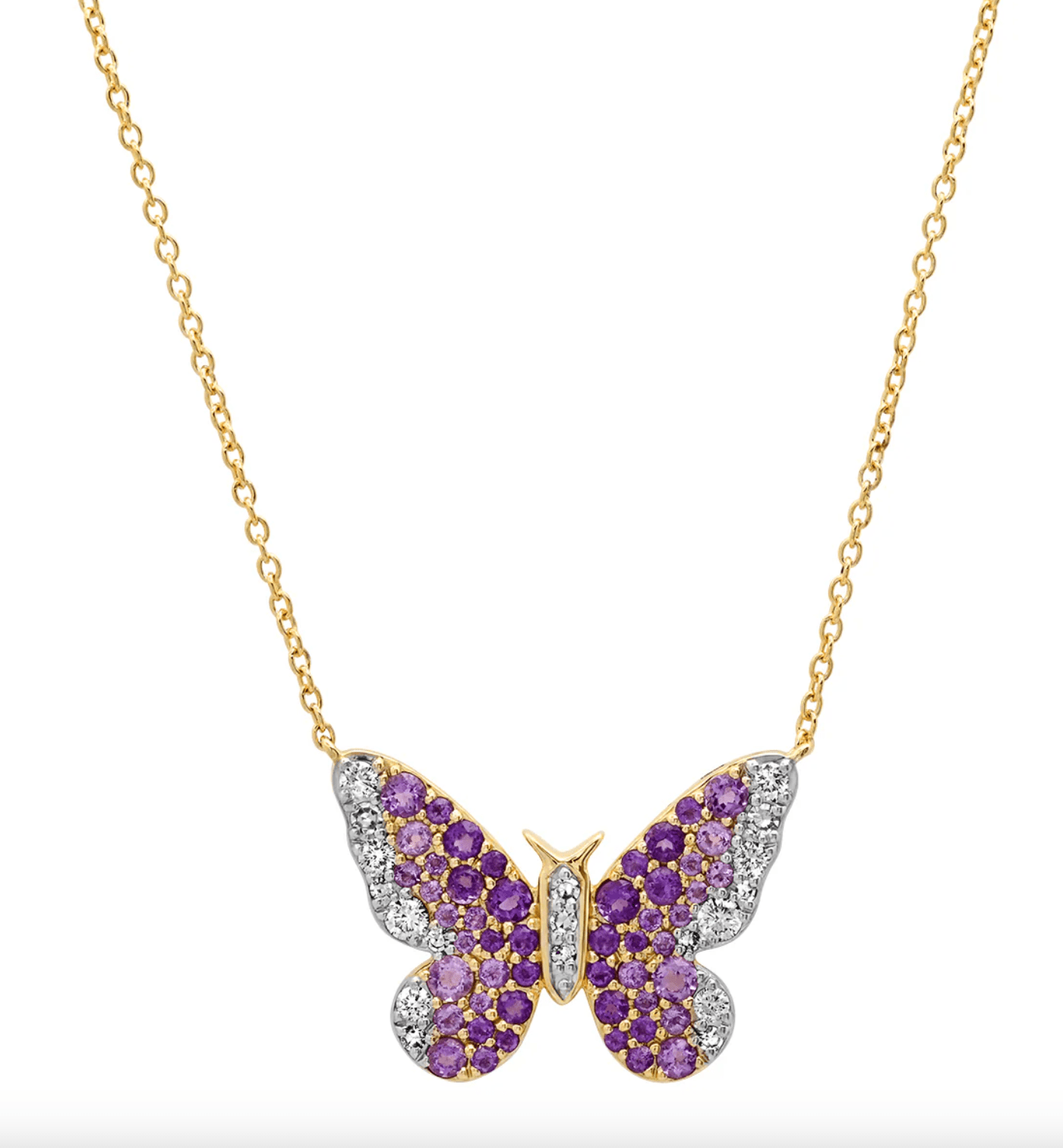 Purple and Diamond Ombré Butterfly Necklace - Detour Boutiques