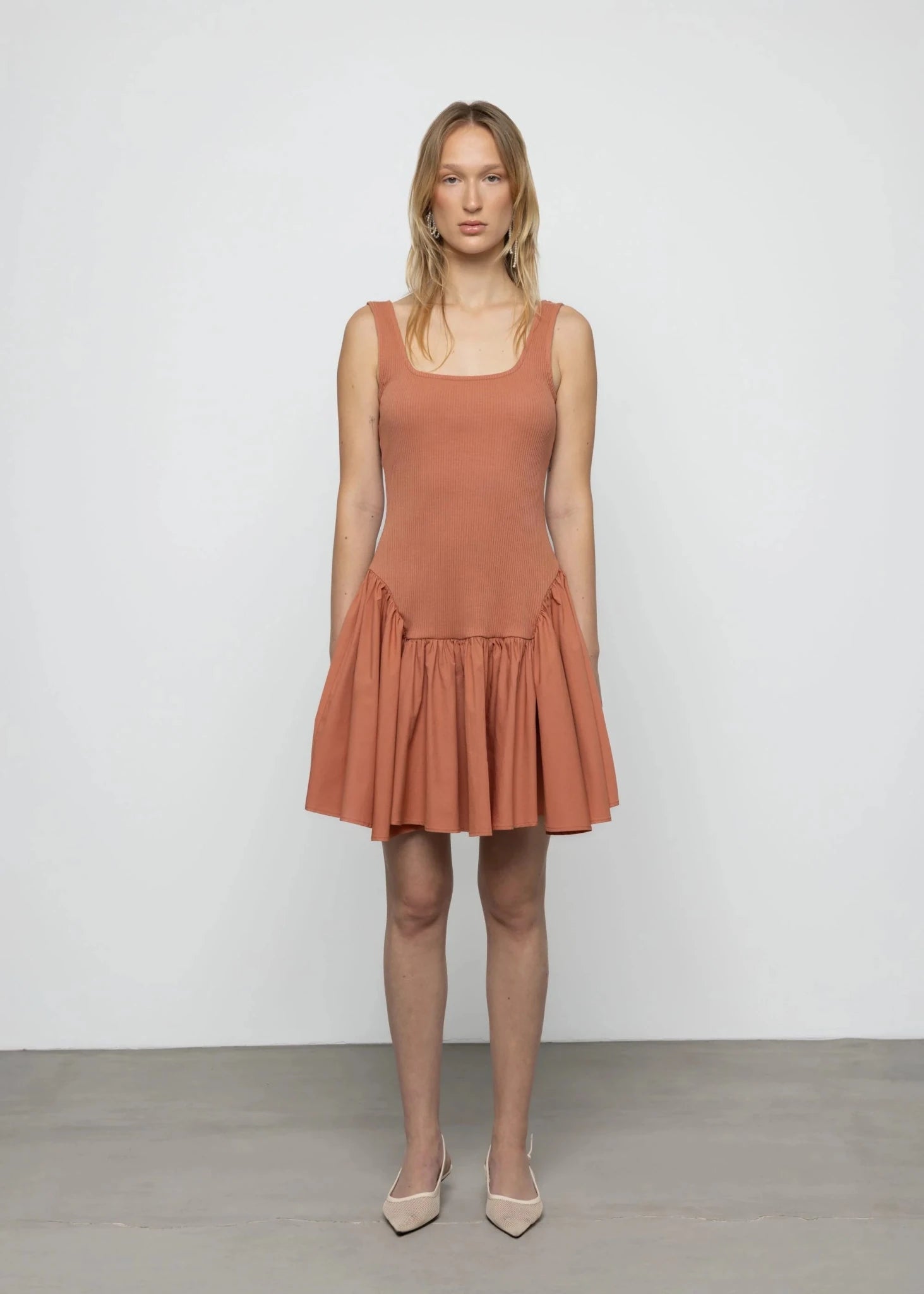 Ribbed Cotton - Poplin Mini Dress - Detour Boutiques