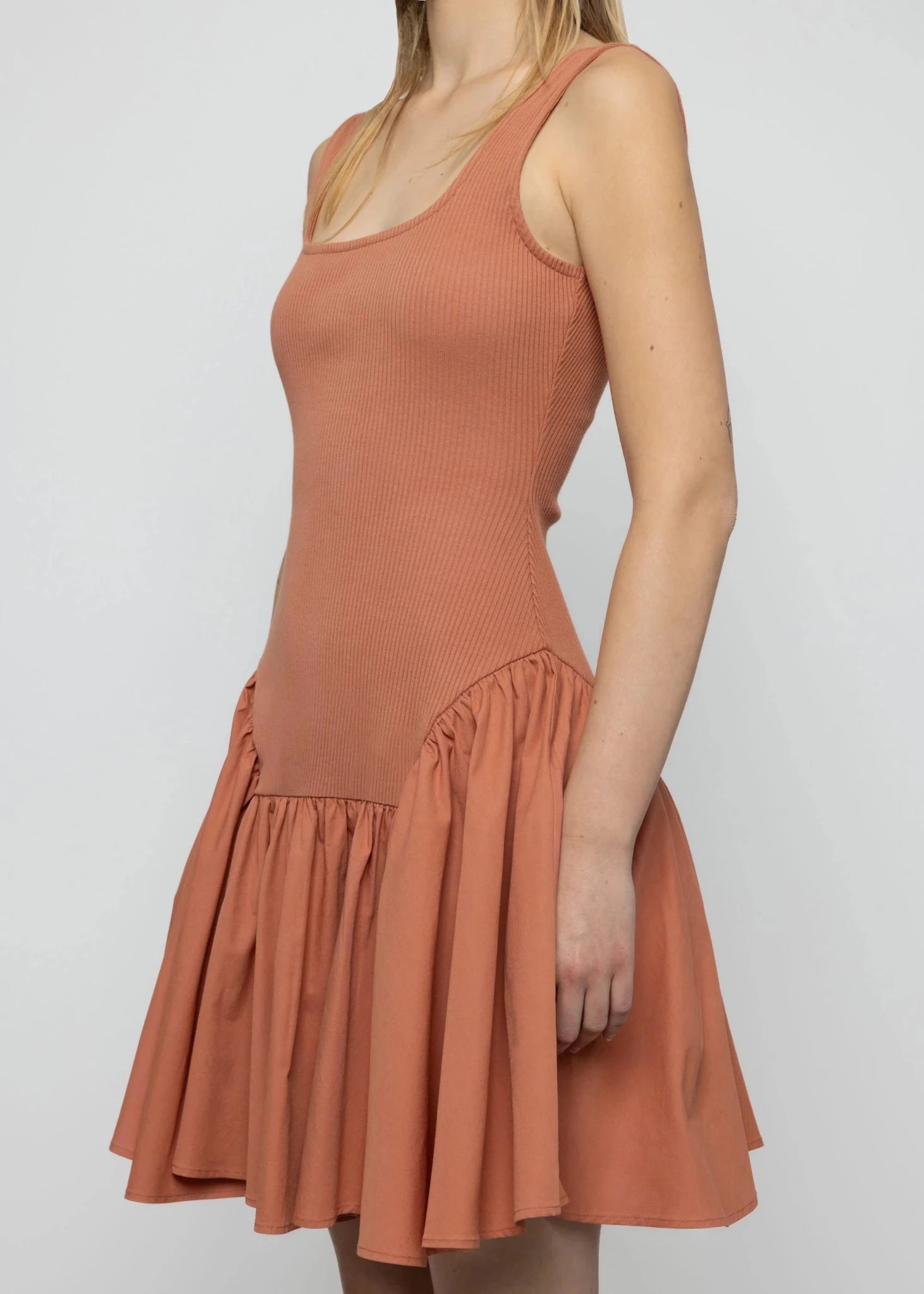 Ribbed Cotton - Poplin Mini Dress - Detour Boutiques