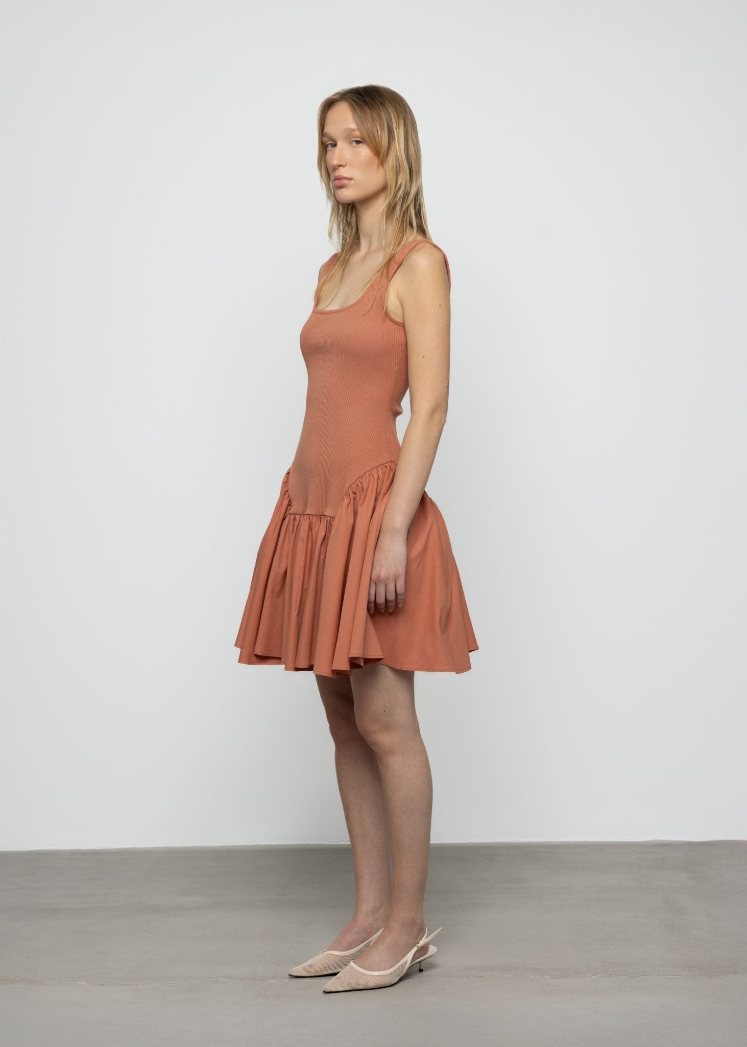 Ribbed Cotton - Poplin Mini Dress - Detour Boutiques