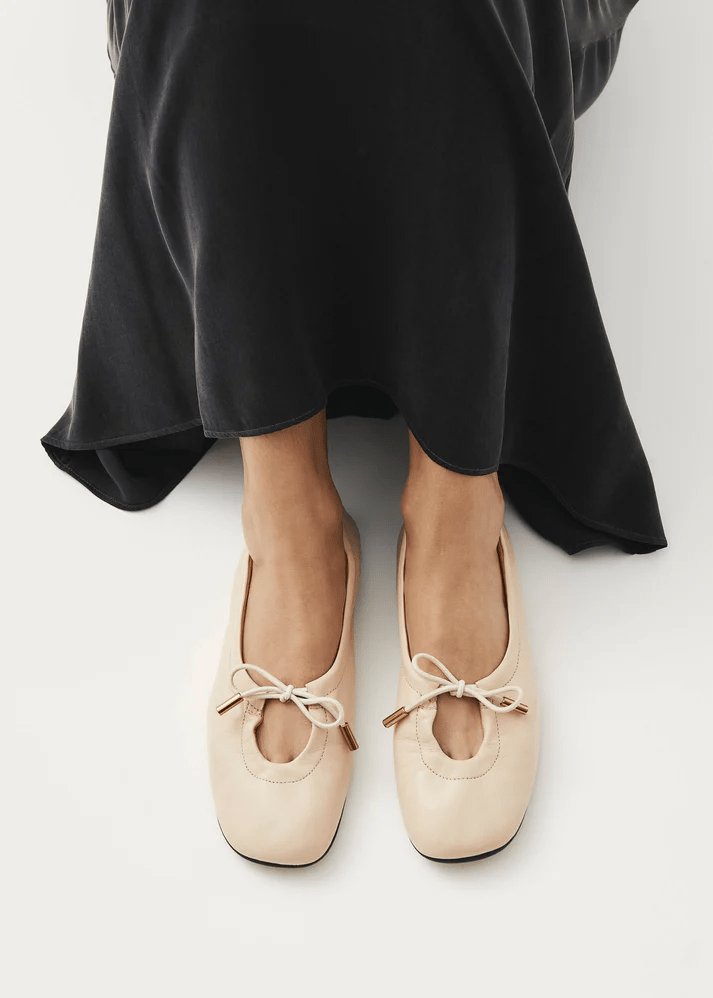 Rosalind Cream Leather Ballet Flats - Detour Boutiques
