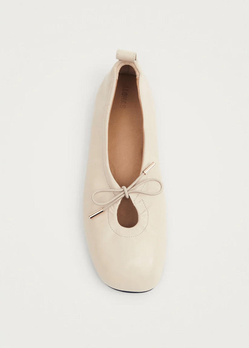 Rosalind Cream Leather Ballet Flats - Detour Boutiques