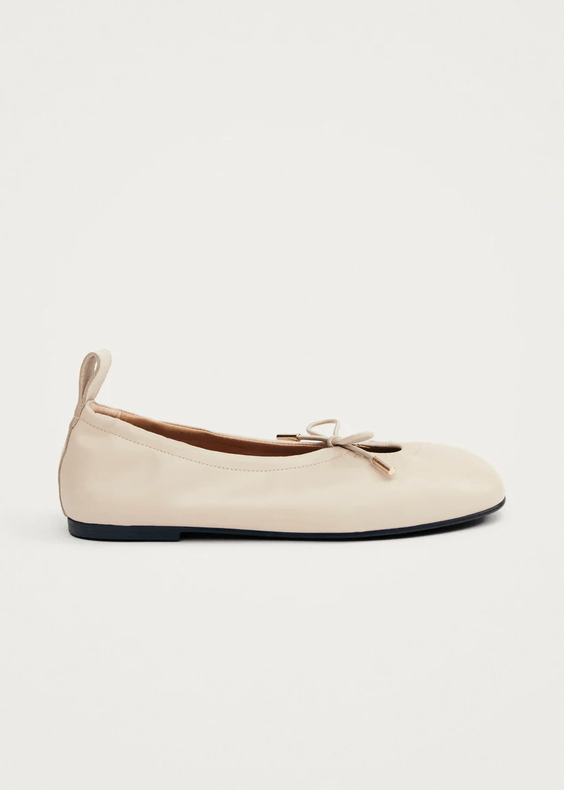 Rosalind Cream Leather Ballet Flats - Detour Boutiques