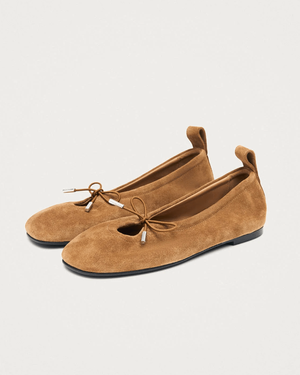 Rosalind Suede Tan Leather Ballet Flats - Detour Boutiques