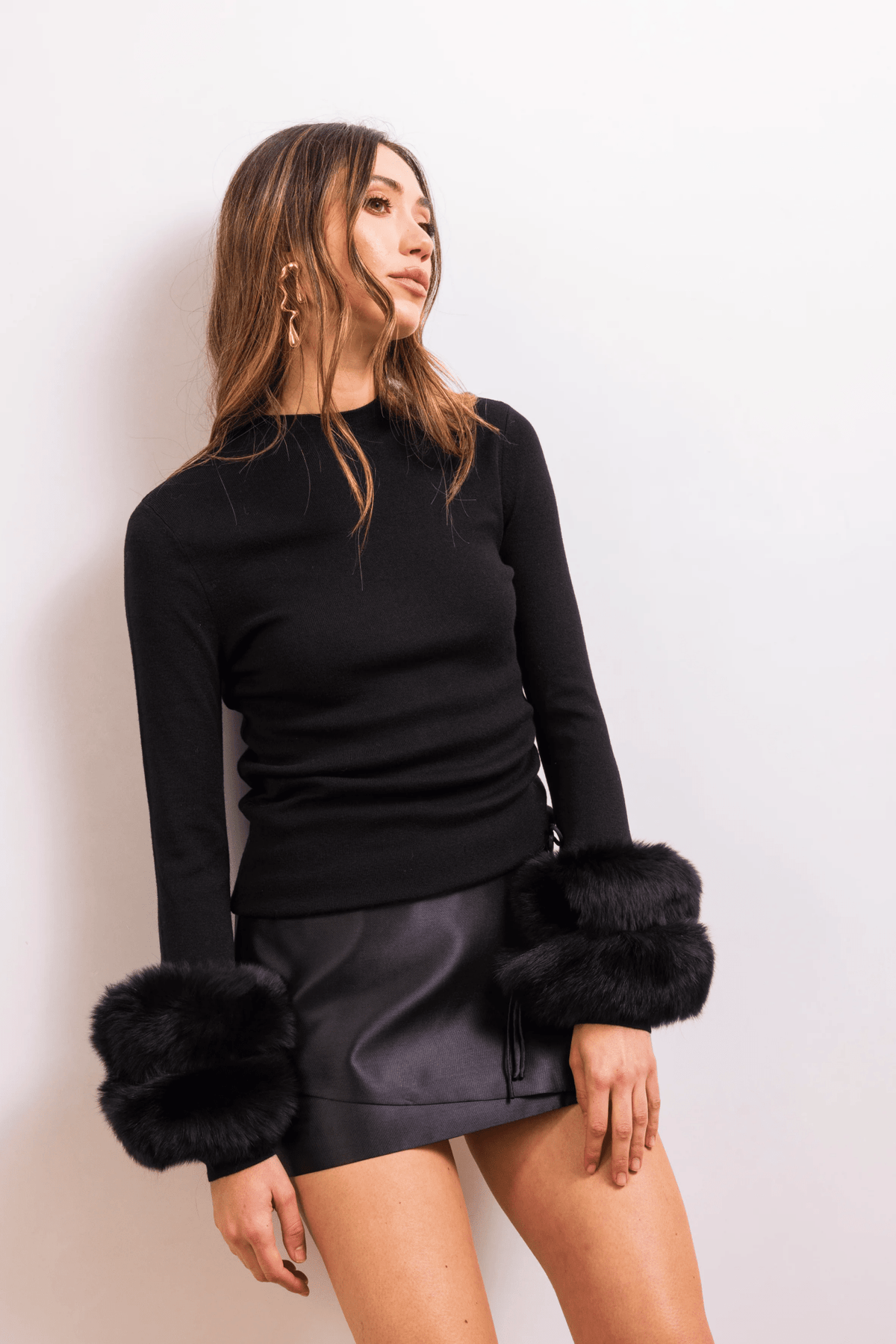 Samara Fur Cuff Wool Sweater - Detour Boutiques