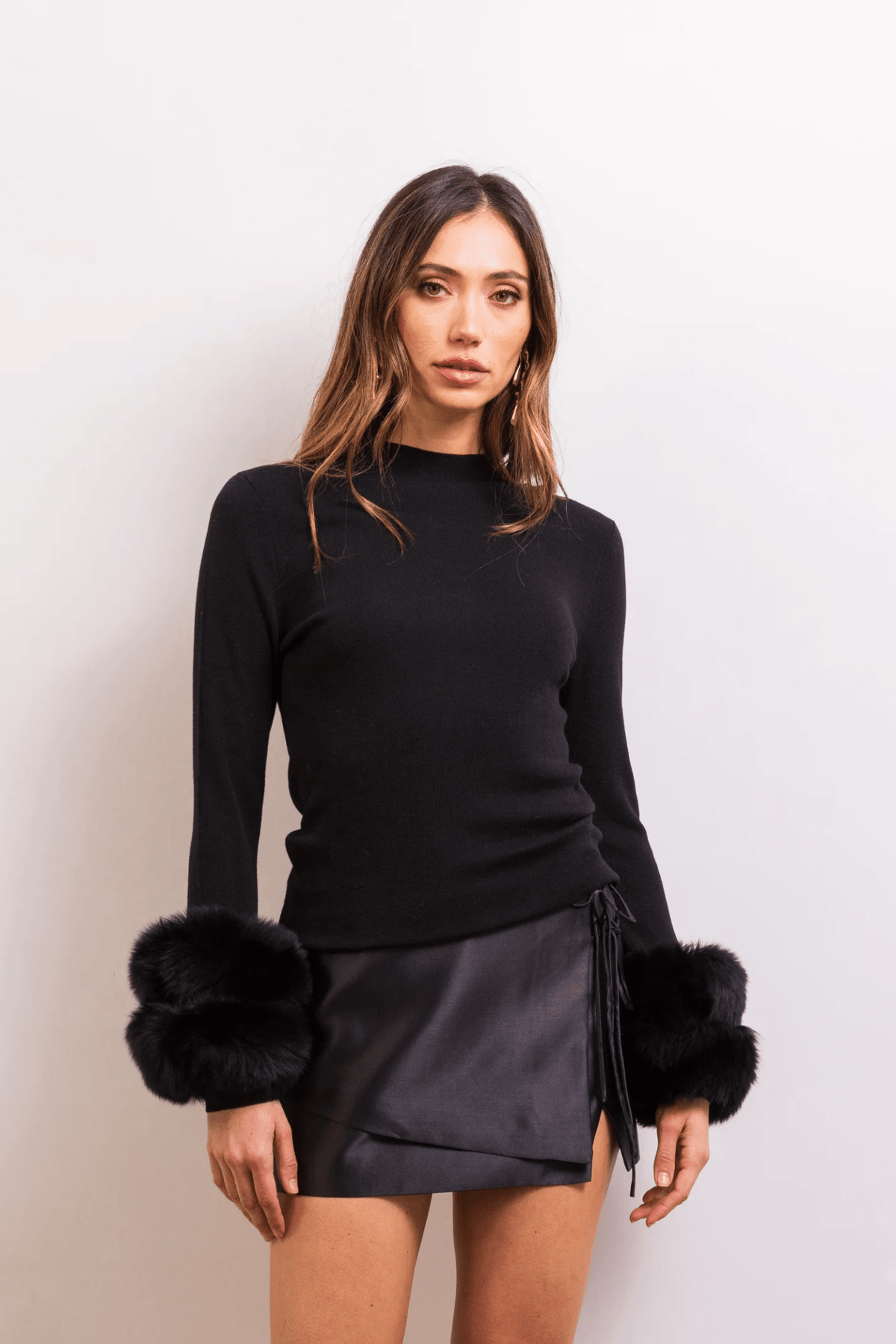 Samara Fur Cuff Wool Sweater - Detour Boutiques