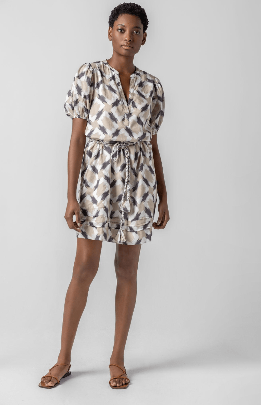 Shirred Elbow Sleeve Dress - Detour Boutiques