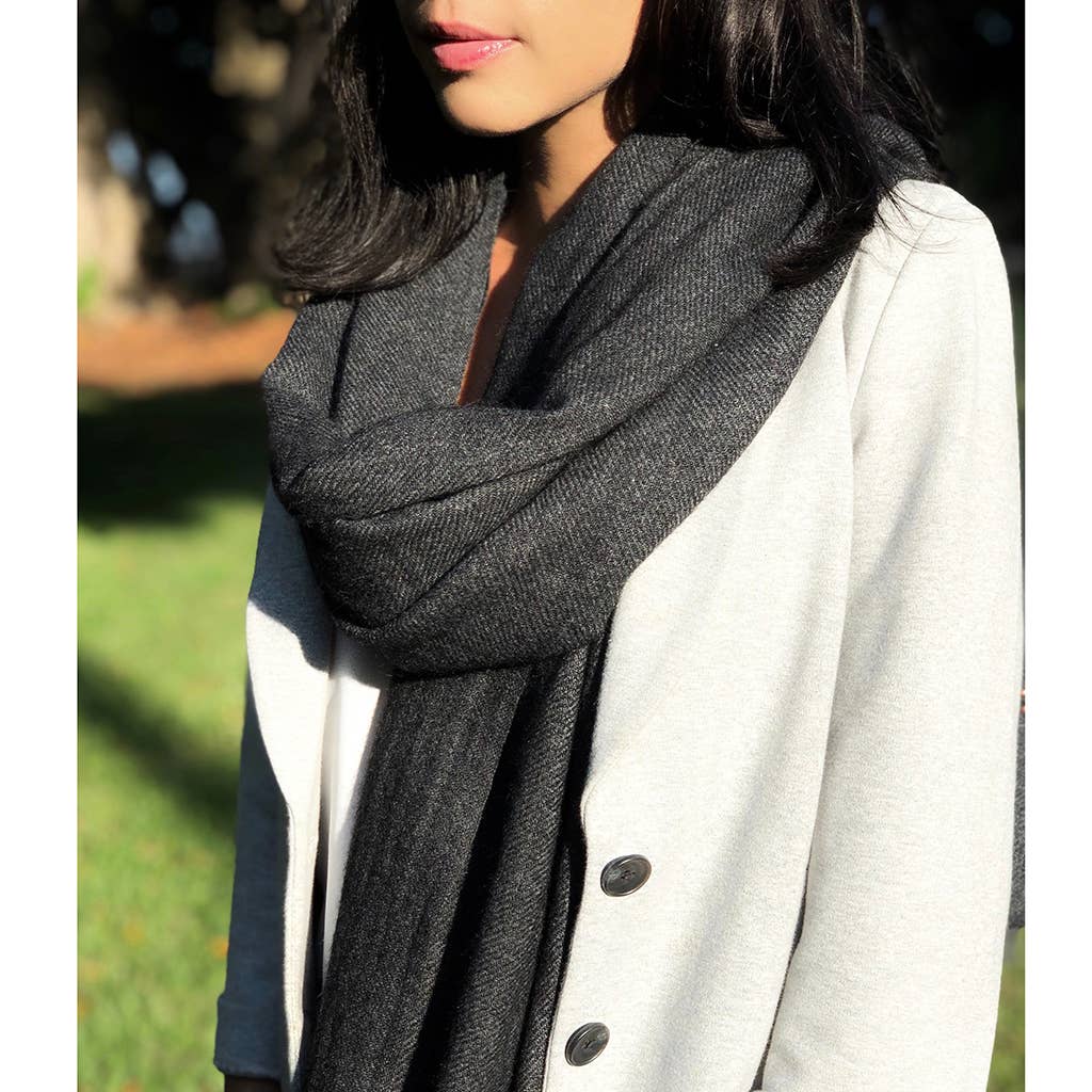 SLATE + SALT - Charcoal Handloom Cashmere Scarf - Detour Boutiques
