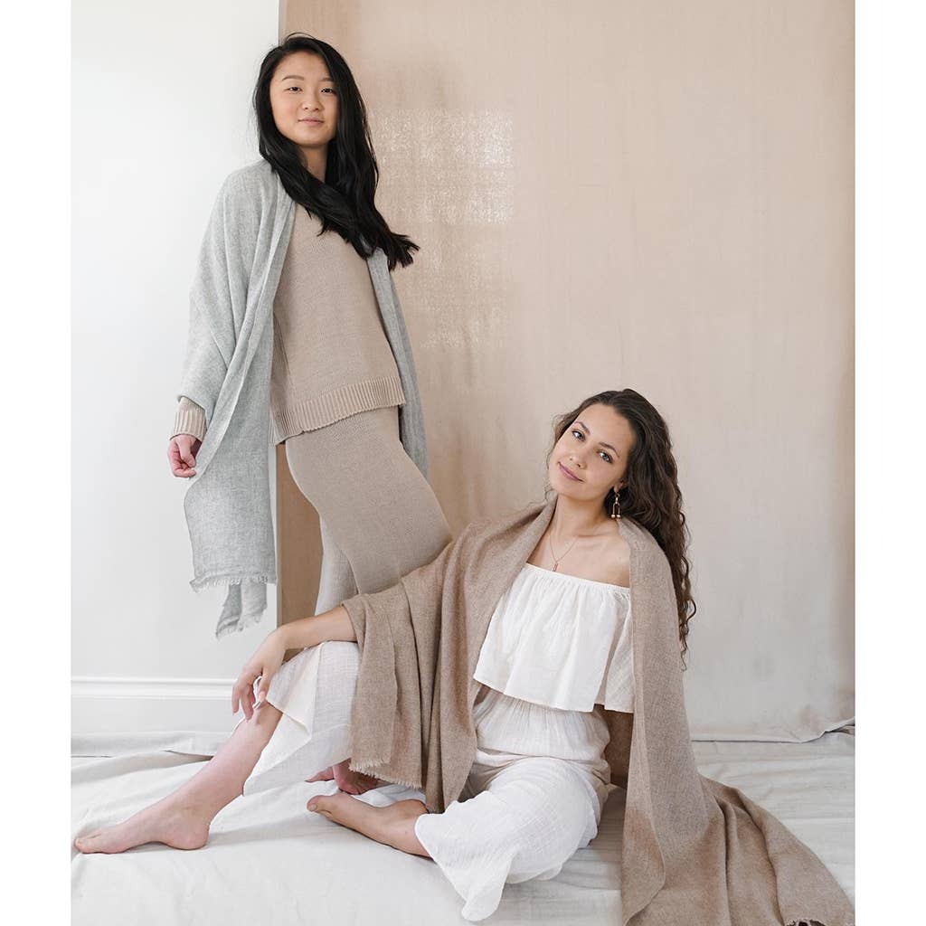 SLATE + SALT - Heathered Gray Handloom Cashmere Scarf - Detour Boutiques