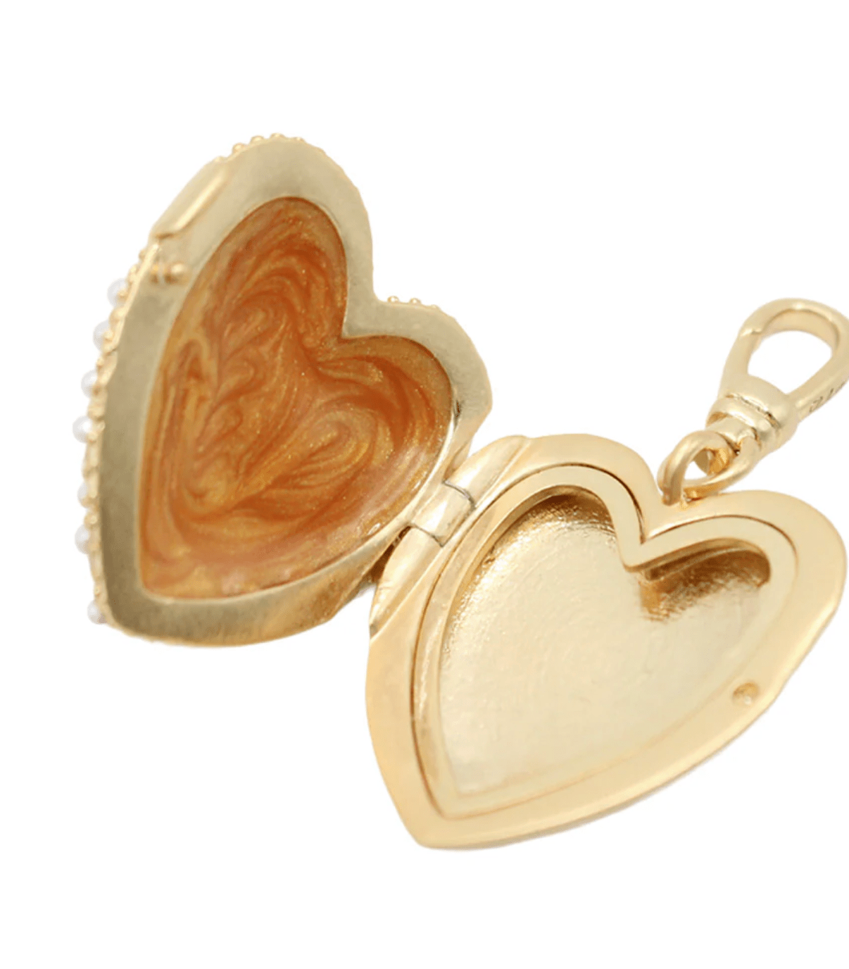 Studded Pearl Heart Locket Charm - Detour Boutiques