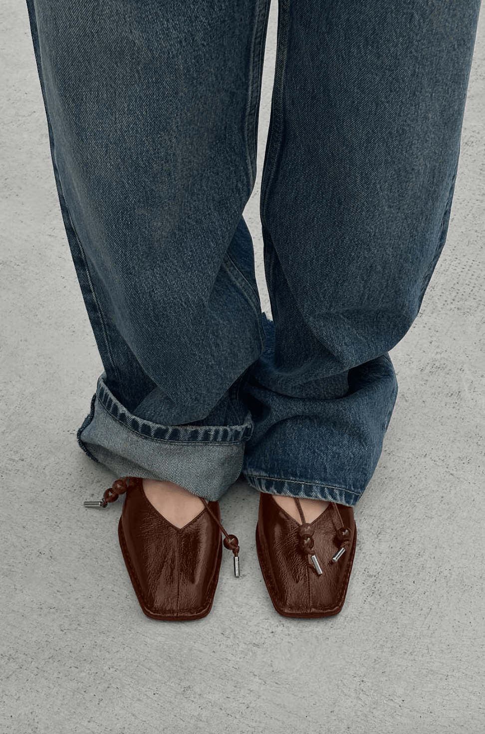 Sway Beads Rift Brown Leather Ballet Flats - Detour Boutiques
