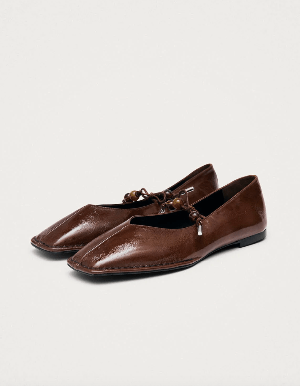 Sway Beads Rift Brown Leather Ballet Flats - Detour Boutiques