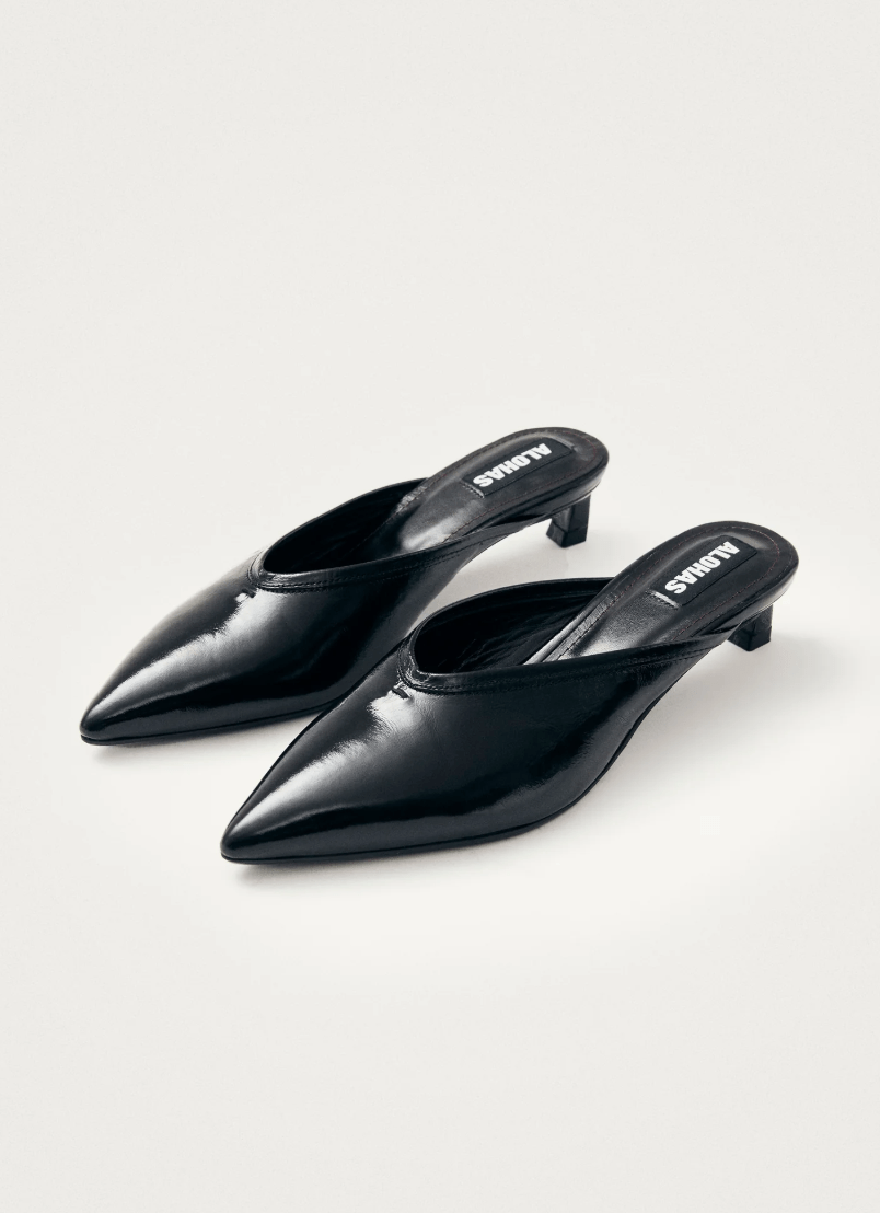 Tessa Onix Black Leather Mules - Detour Boutiques