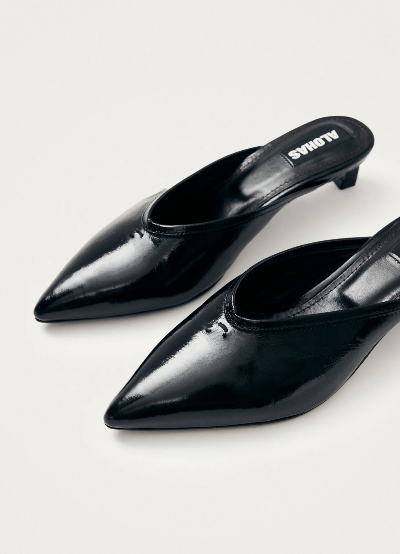 Tessa Onix Black Leather Mules - Detour Boutiques
