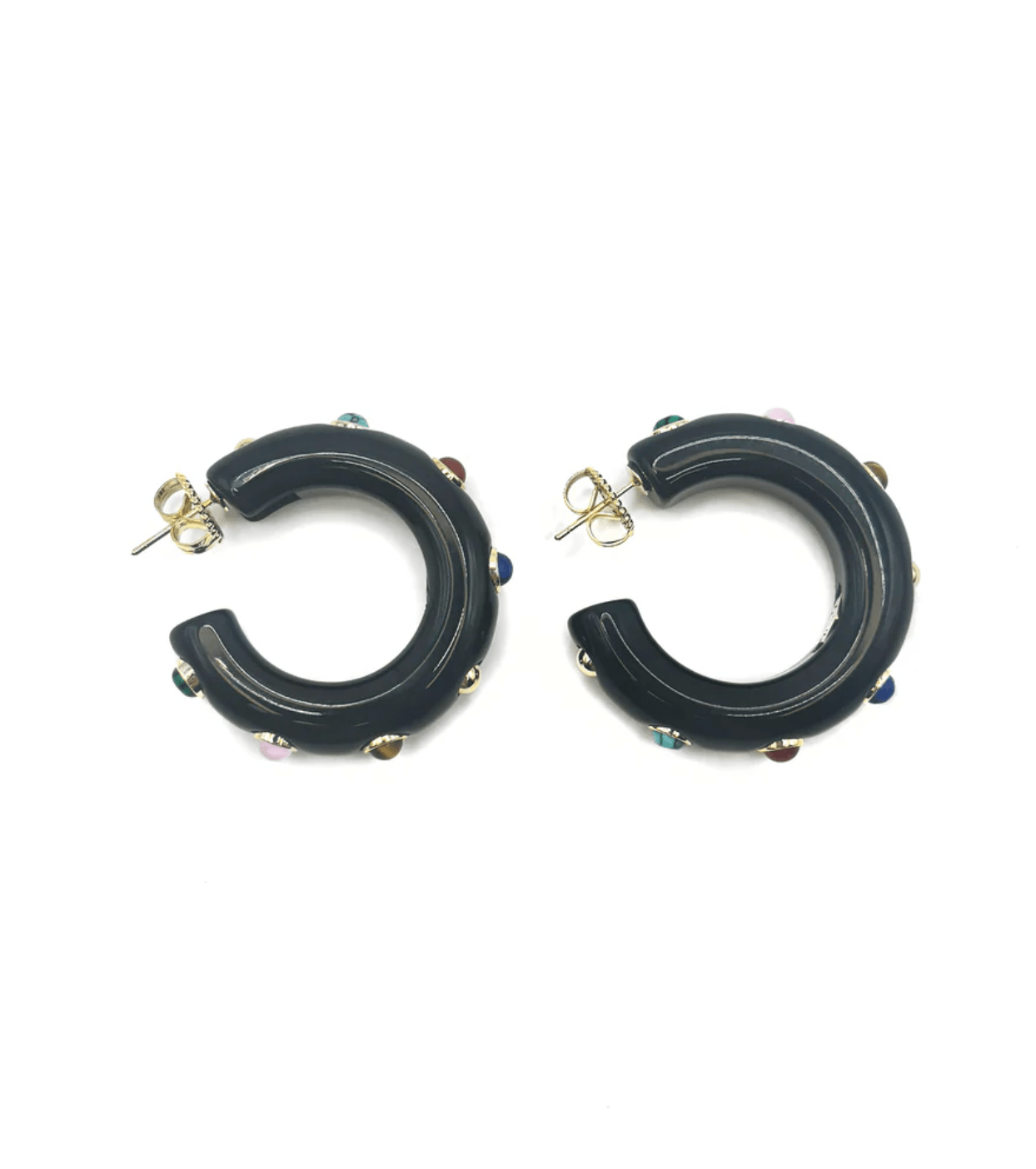 The Diana Gemstone Hoop Earrings - Detour Boutiques