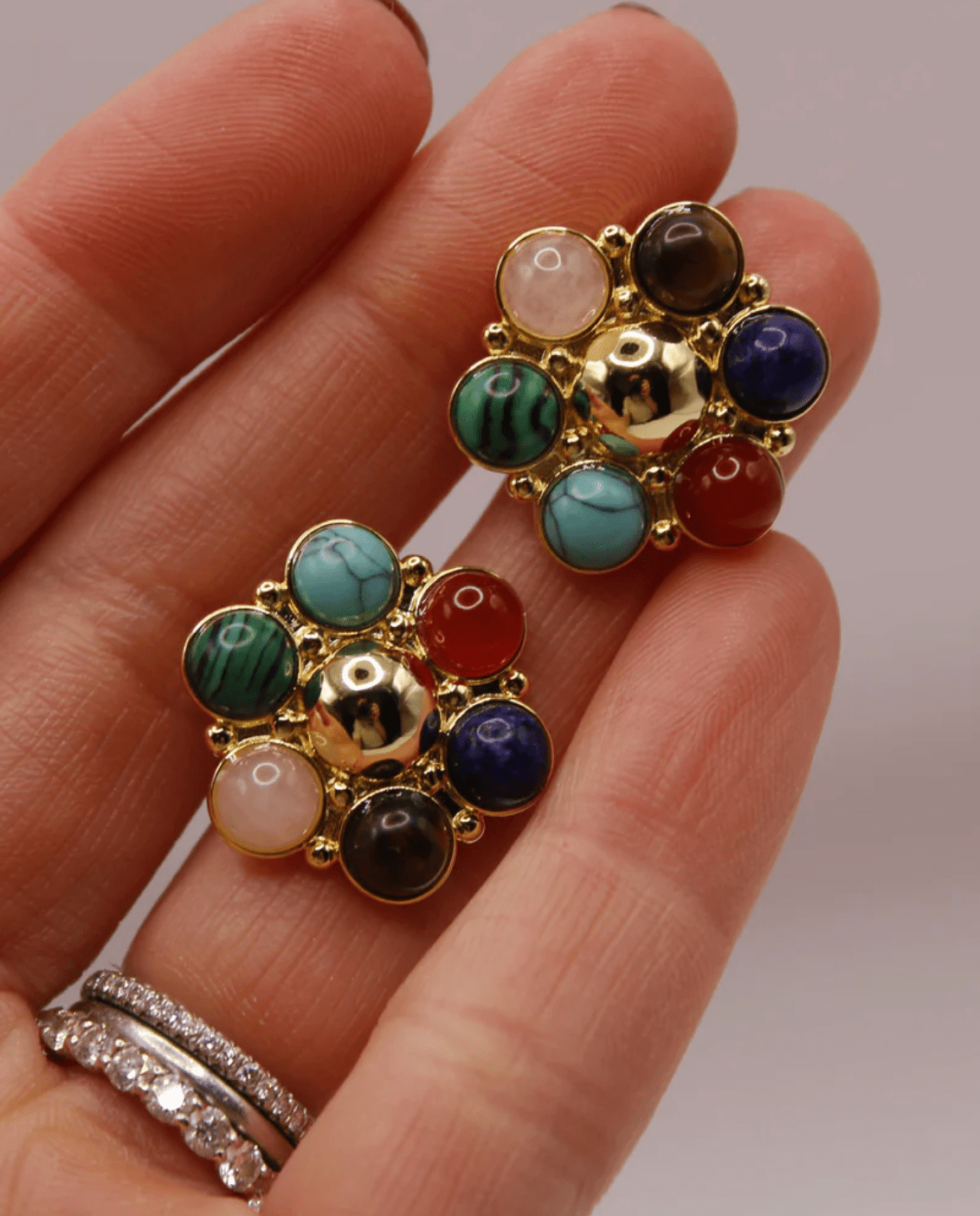 The Diana Gemstone Stud Earrings - Detour Boutiques