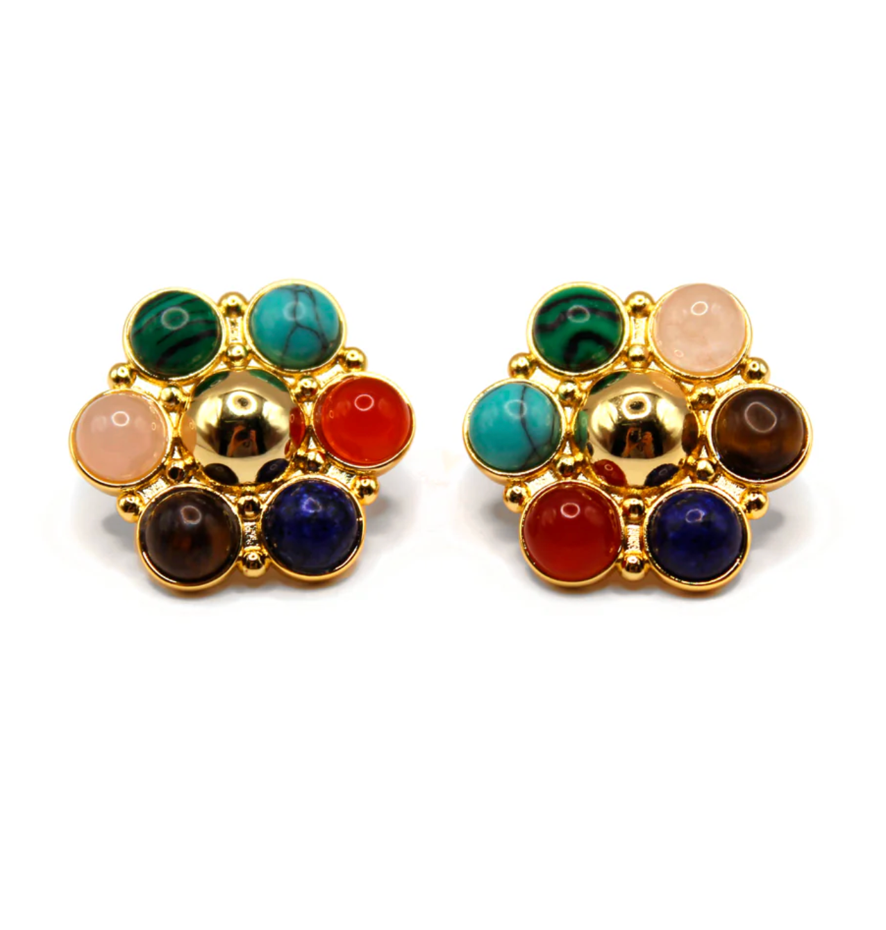 The Diana Gemstone Stud Earrings - Detour Boutiques
