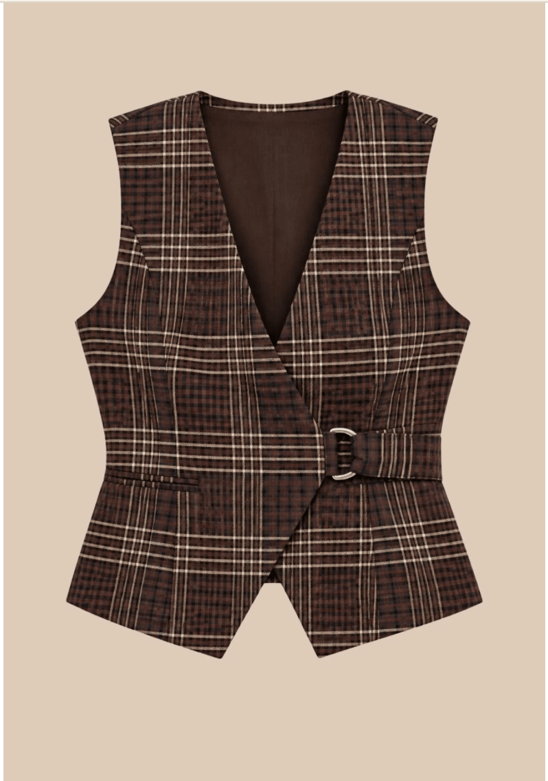 Tullerina Wrap Plaid Vest - Detour Boutiques