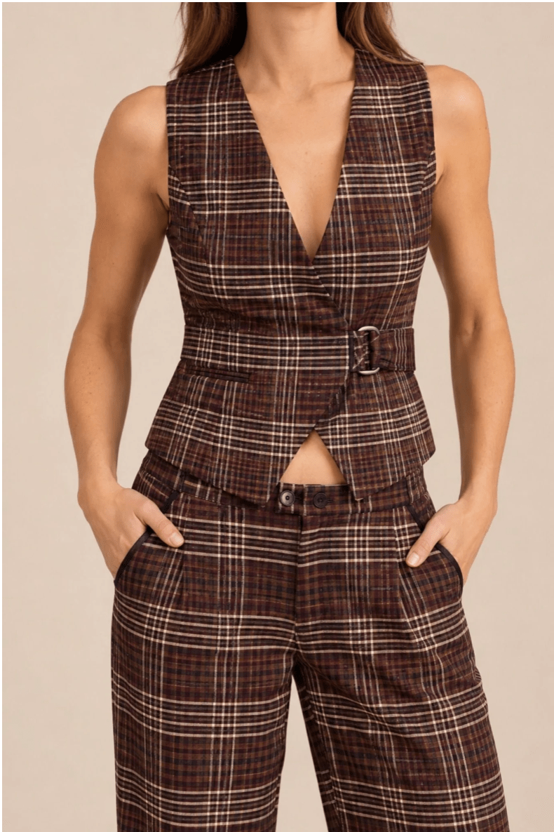 Tullerina Wrap Plaid Vest - Detour Boutiques
