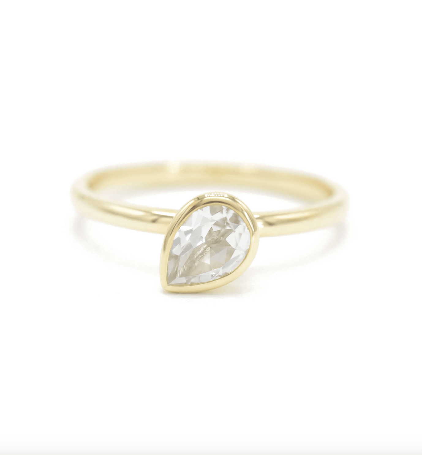 White Topaz Pear Cut Mini Jollie Ring - Detour Boutiques